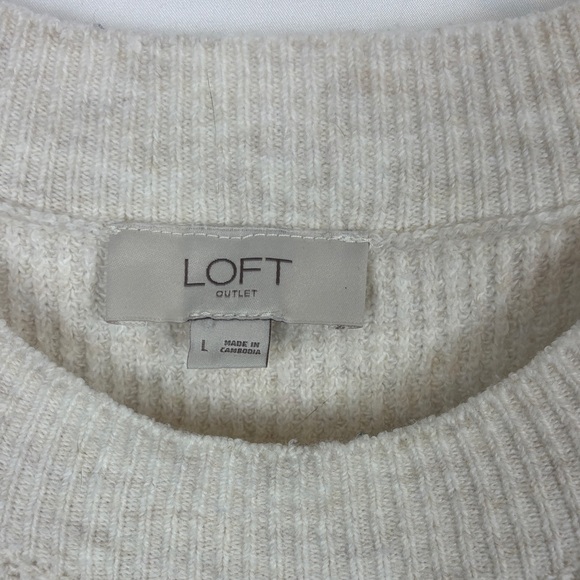 LOFT Cream Ribbed Sweater - Picture 2 of 4